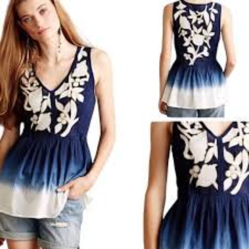 Floreat by Anthropologie peplum embroidered top